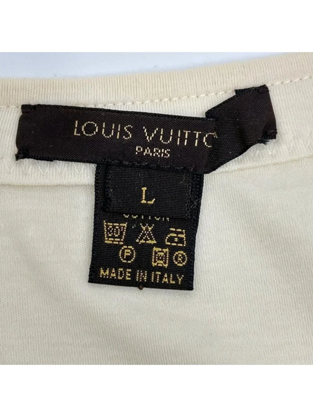 Louis Vuitton Ivory Ribbon Cotton Short Sleeve